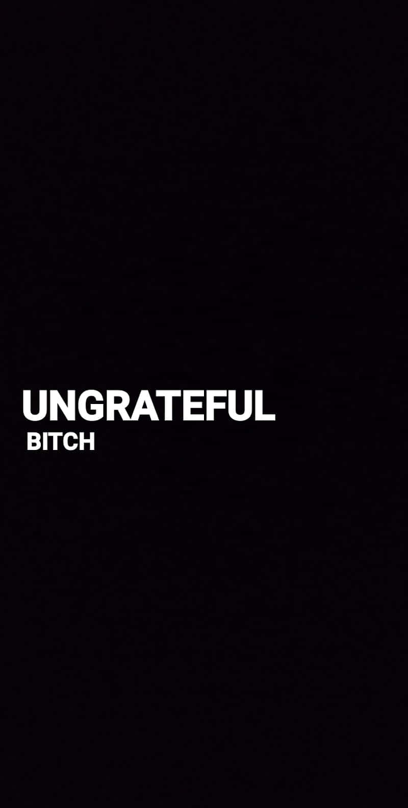 高清 桌布 壁紙 — 在純黑色背景中央，粗體白色文字寫著 ungrateful bitch。