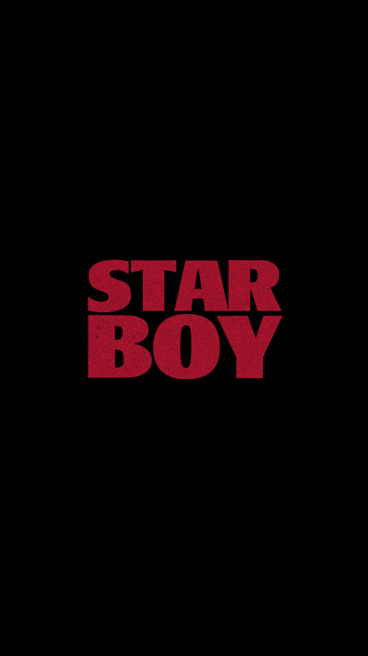 手機 桌布 壁紙 — 在純黑色背景中央，粗體紅色紋理文字顯示 star boy。