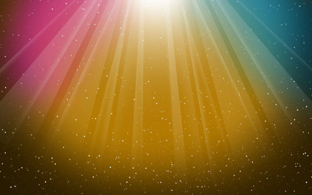 Light Color 桌布 壁紙 — 在繁星漸變背景上，彩虹光芒從明亮的中心迸發而出。