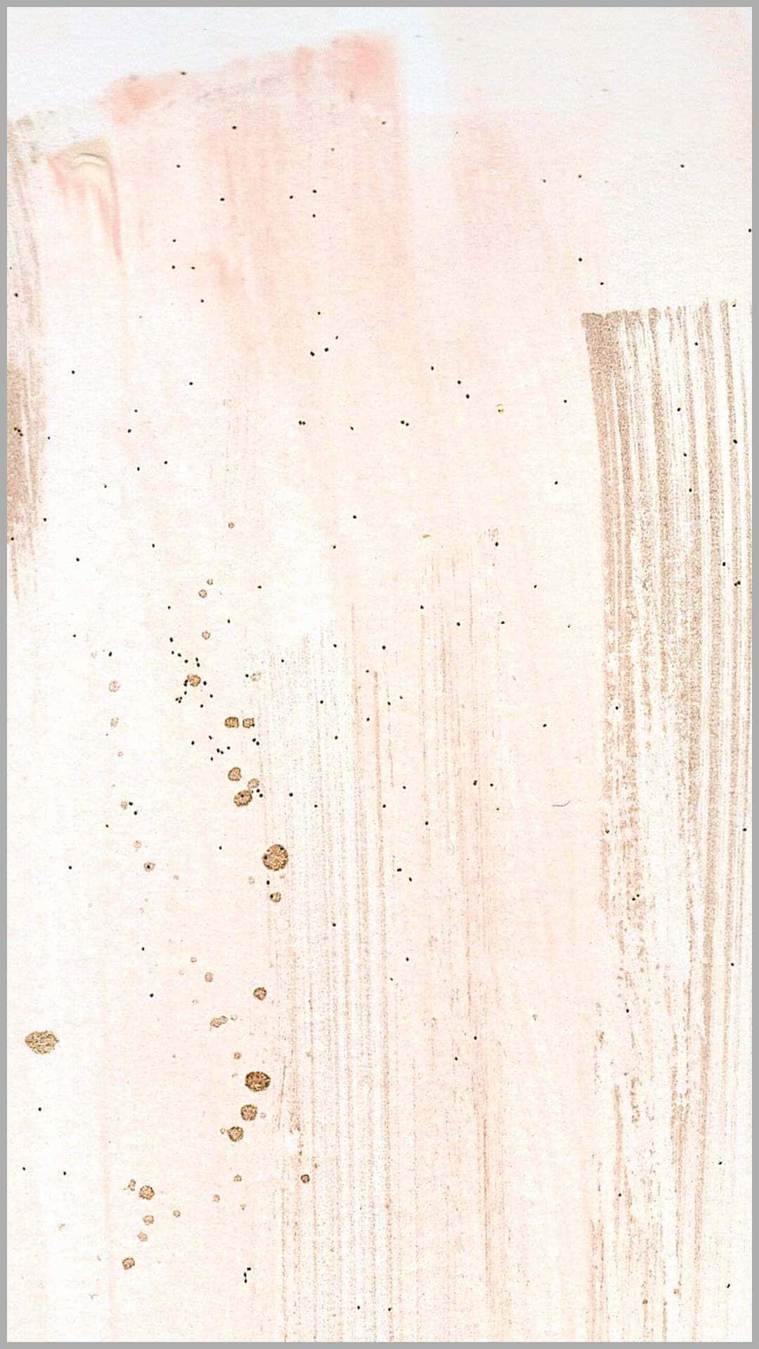 Cream Color 桌布 壁紙 — 在質感畫布上，柔和的腮紅色與米色筆觸，散落金色碎片和黑色點點。