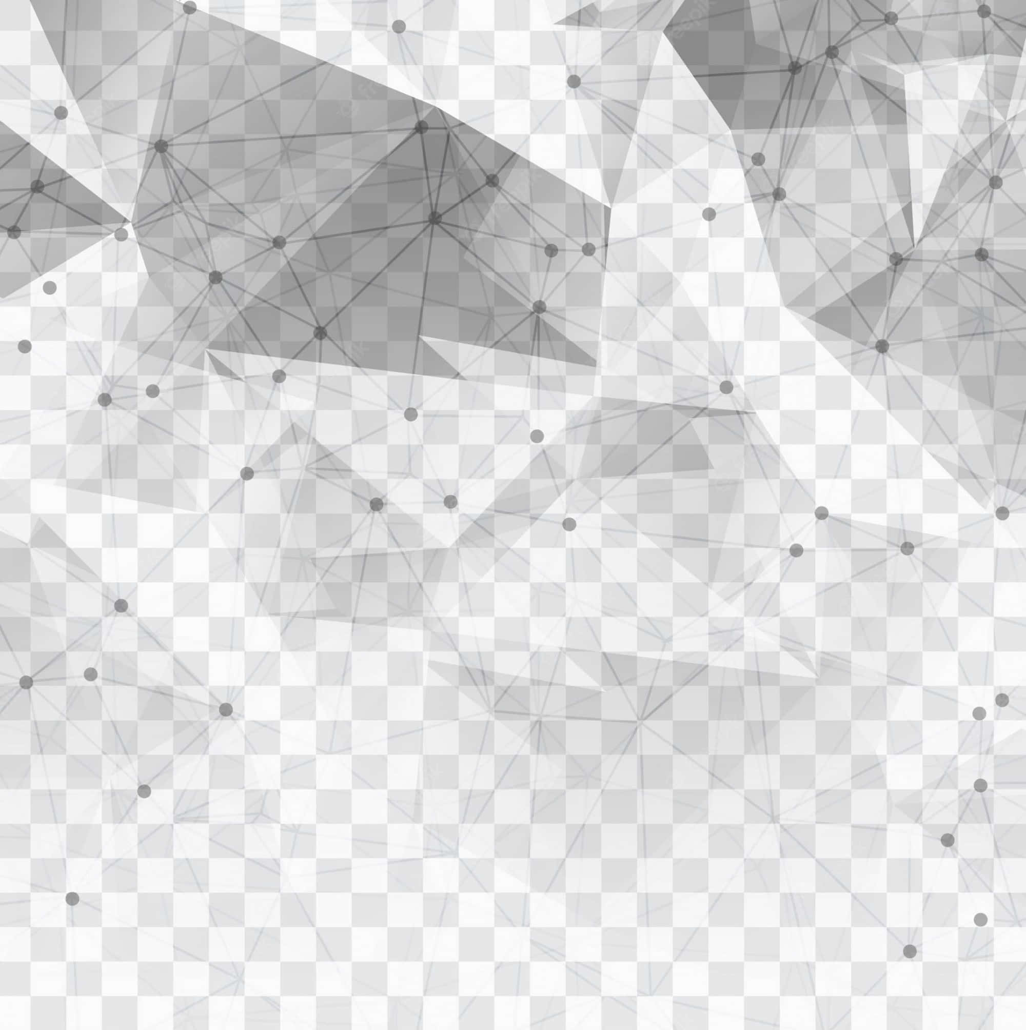 Translucent 桌布 壁紙 — 在透明棋盤格背景上，以灰階呈現的相互連接三角形和點組成的抽象幾何圖案。