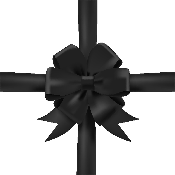Black Ribbon 桌布 壁紙 — 在透明背景上，一個精緻的黑色緞帶蝴蝶結精準地繫在包裝好的禮物上。