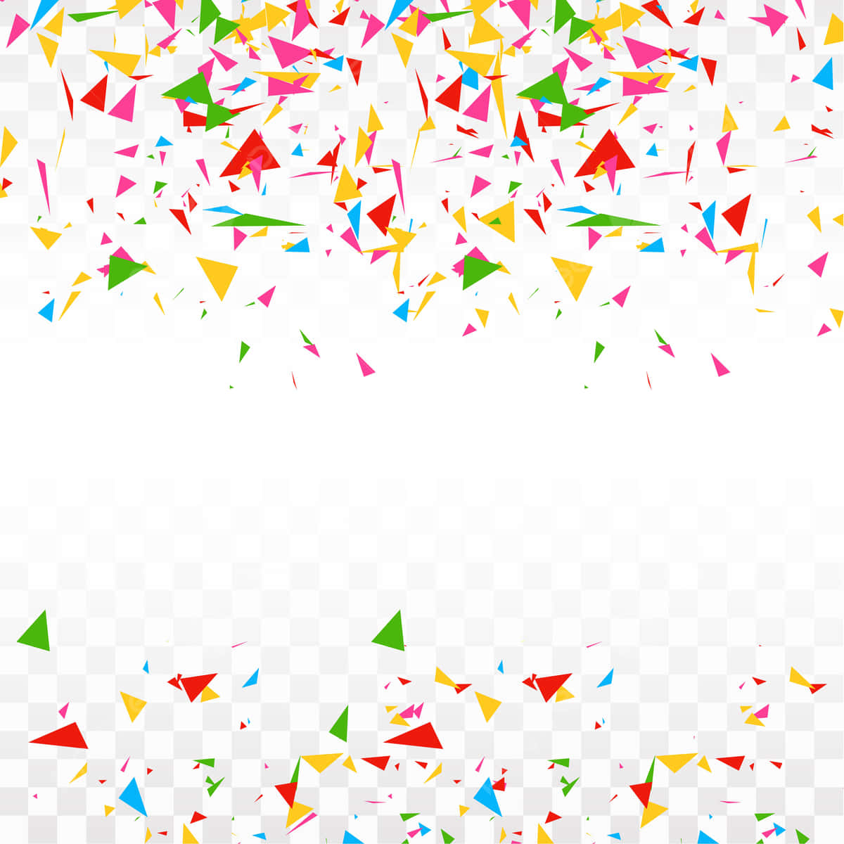 Confetti 桌布 壁紙 — 在透明背景上，紅色、黃色、綠色和藍色的鮮豔三角形紙屑爆發。