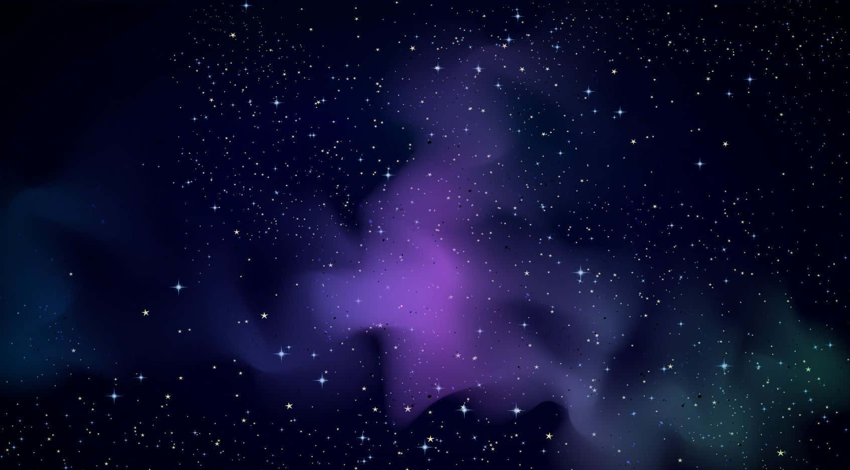 Violet 桌布 壁紙 — 在黑暗的夜空下，一個宇宙星雲在深紫色和藍色中旋轉，背景是星場。