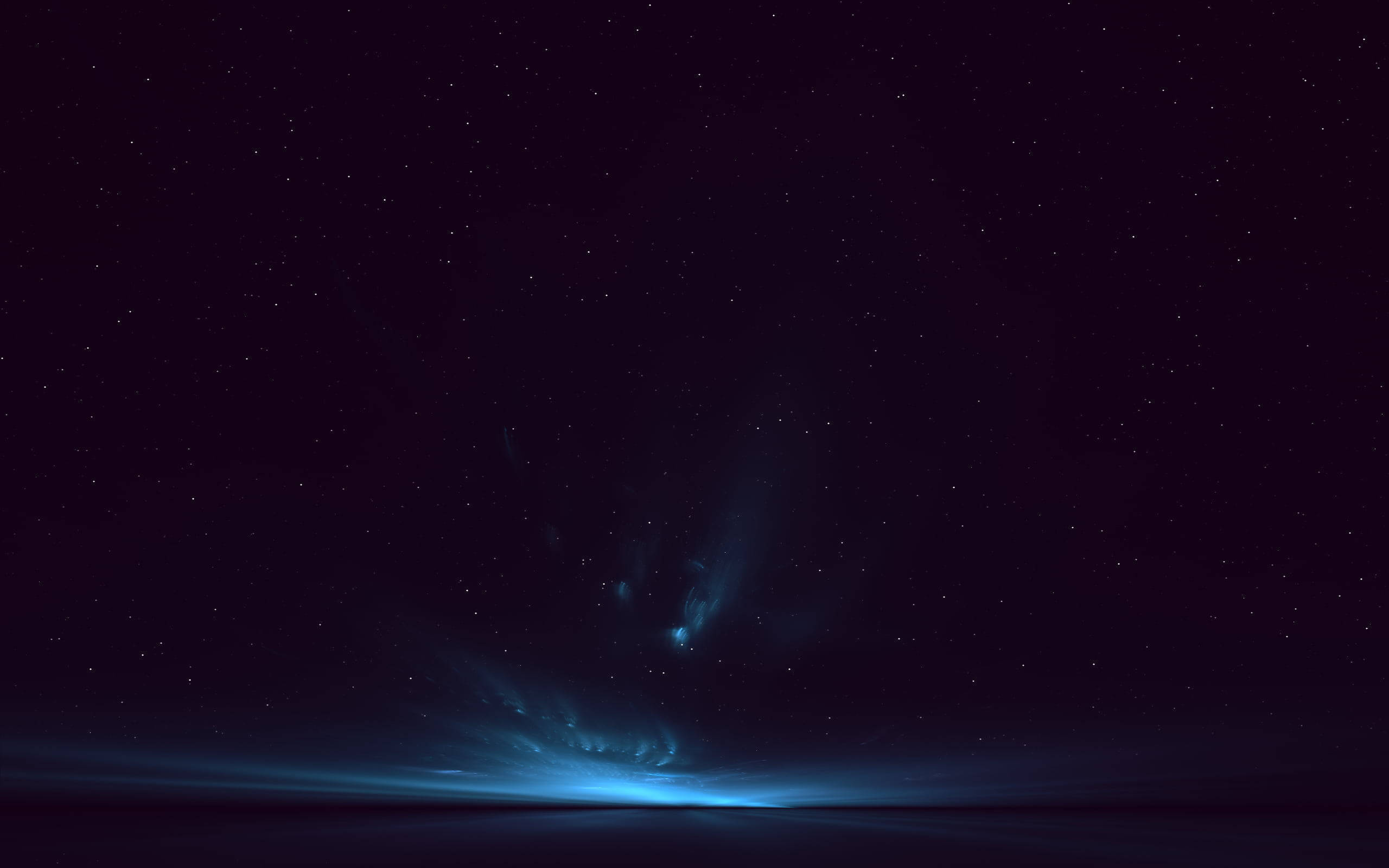 外太空 桌布 壁紙 — 在黑暗的天空下，一個宇宙星雲在星場中發出電藍色的光芒。