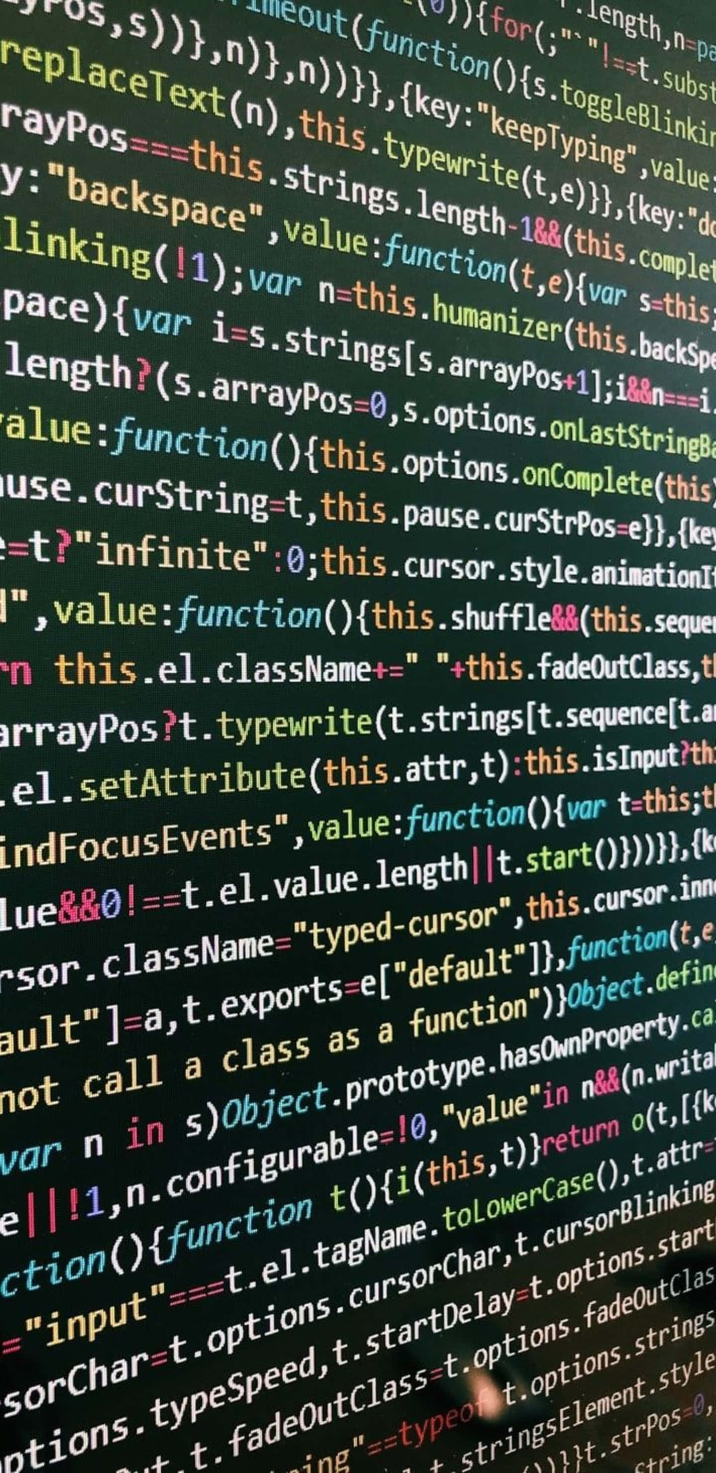 Pixel 3xl Programming 桌布 壁紙 — 在黑暗螢幕上，綠色和白色程式碼如瀑布般流動，一個發光的游標在其中閃爍。