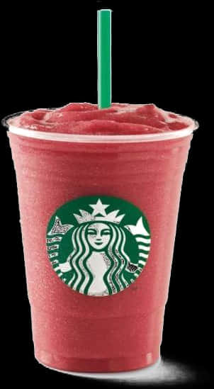 Starbucks Cup 桌布 壁紙 — 在黑色背景上，一杯帶有綠色吸管和標誌的鮮紅色星巴克星冰樂。