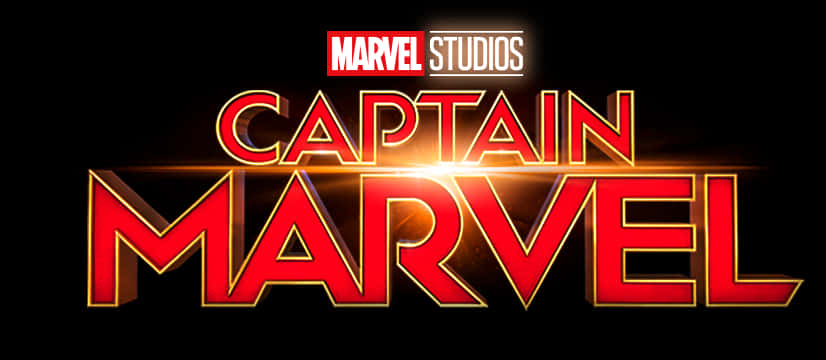 Marvel Logo 桌布 壁紙 — 在黑色背景上，帶有Marvel Studios文字的醒目紅色發光Captain Marvel標誌。