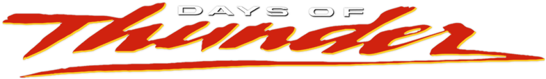 thunder 桌布 壁紙 — 在黑色背景上，帶有金屬光澤的醒目紅黃色「Days of Thunder」標誌。