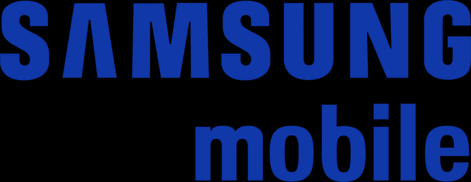 三星 桌布 壁紙 — 在黑色背景上以清晰現代字體呈現的醒目藍色Samsung手機標誌。
