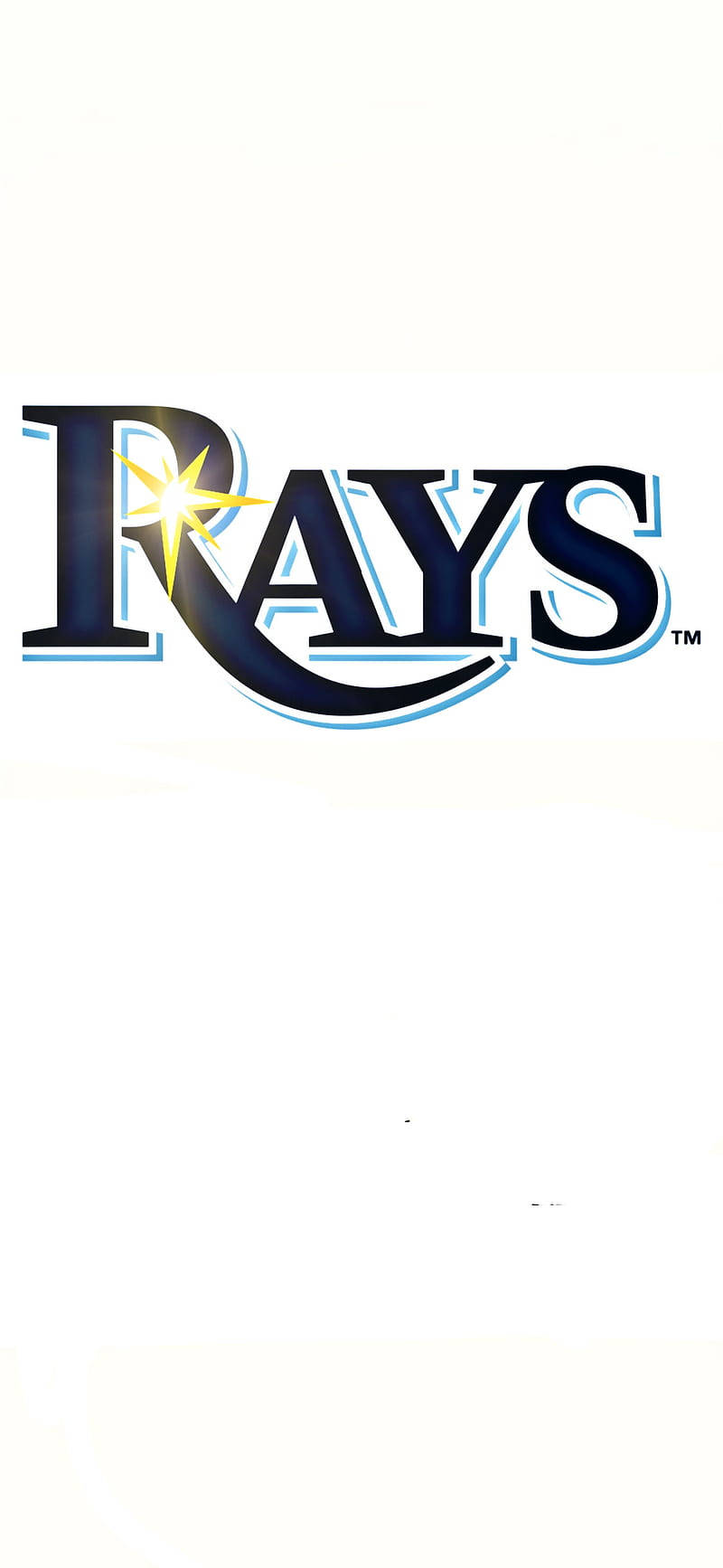 Rays 桌布 壁紙 — 坦帕灣光芒隊的標誌以粗體海軍藍色字體為特色，在 'R' 上有一個發光的黃色星爆，背景為純粹的米白色。