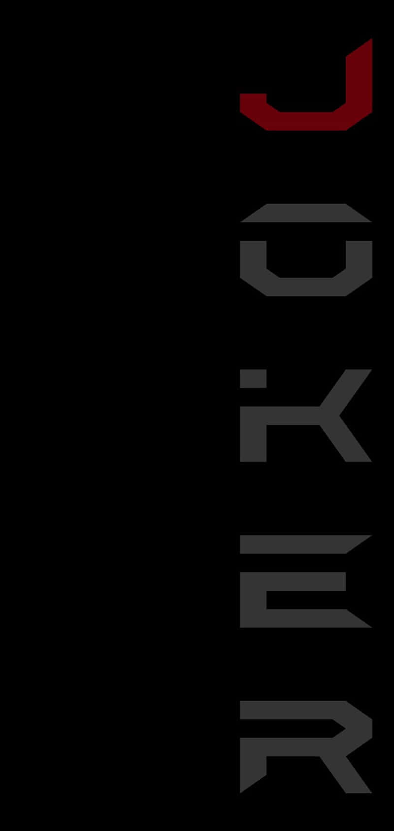 iPhone 11 Pro Black 桌布 壁紙 — 垂直極簡標誌，黑色背景上帶有粗體紅色和灰色幾何字母。