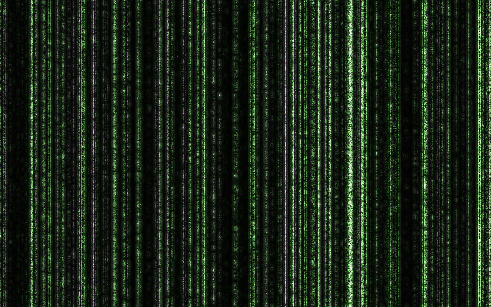 Matrix Code 桌布 壁紙 — 垂直流動的發光綠色數位代碼像落雨般在黑色虛空中傾瀉而下。