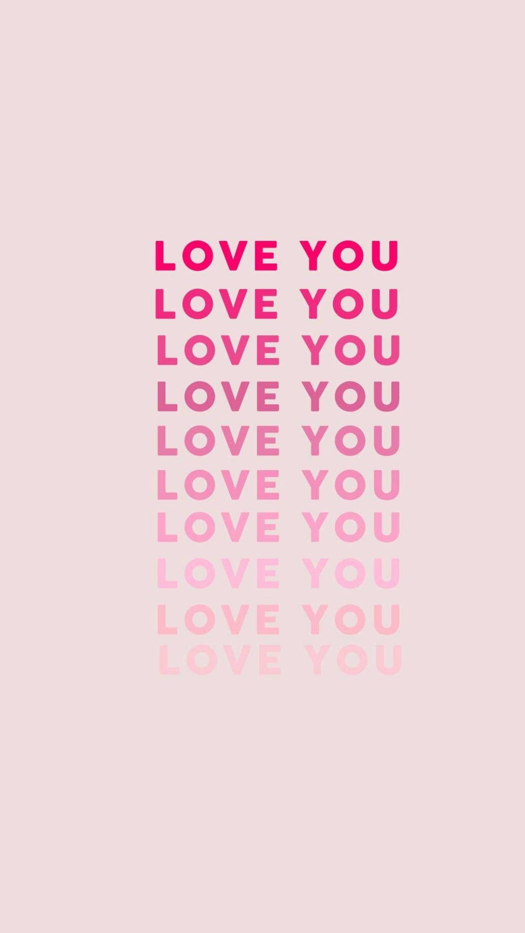 粉紅色漸變文字在柔和腮紅背景上重複「LOVE YOU」。 — 愛情美學動圖 壁紙