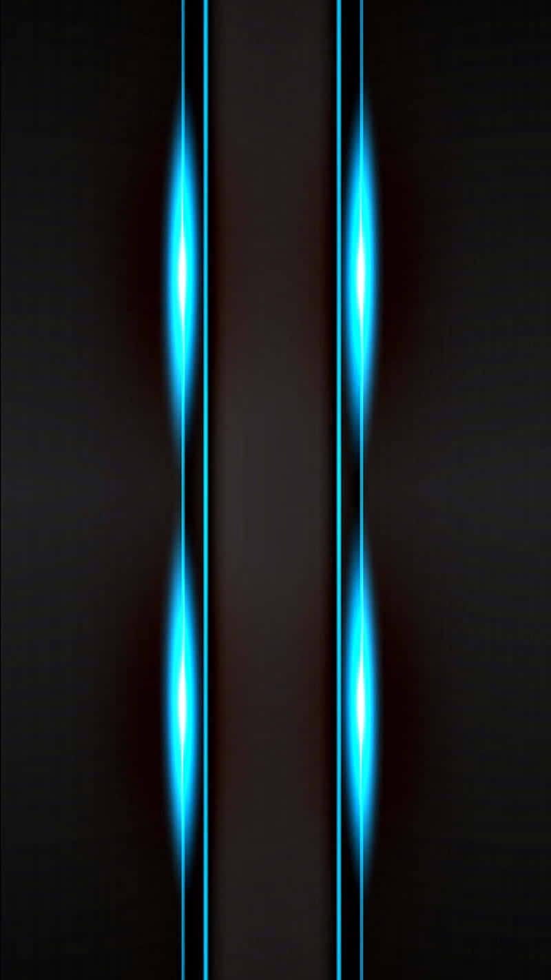 Black And Blue iPhone 桌布 壁紙 — 垂直發光的青色光條在深黑色背景上脈動，營造出未來數位氛圍。