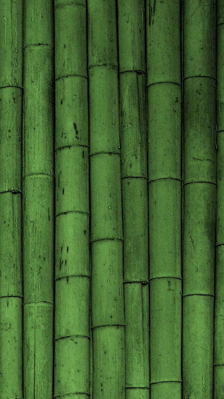 Green iPhone 桌布 壁紙 — 垂直的綠色竹莖帶有自然節和細微紋理，營造出寧靜的有機圖案。