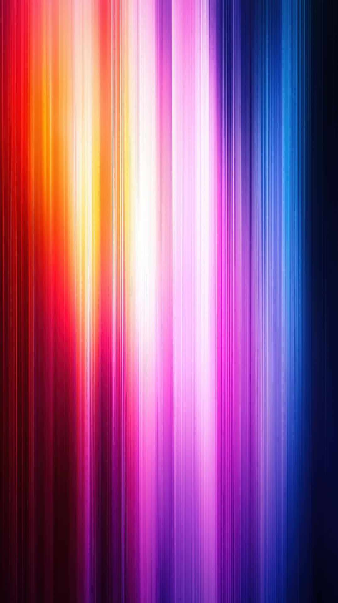 Bright abstract gradient with vibrant streaks of orange and pink 壁紙 — 垂直的鮮豔色彩條紋從火紅過渡到冷藍，形成平滑漸變。