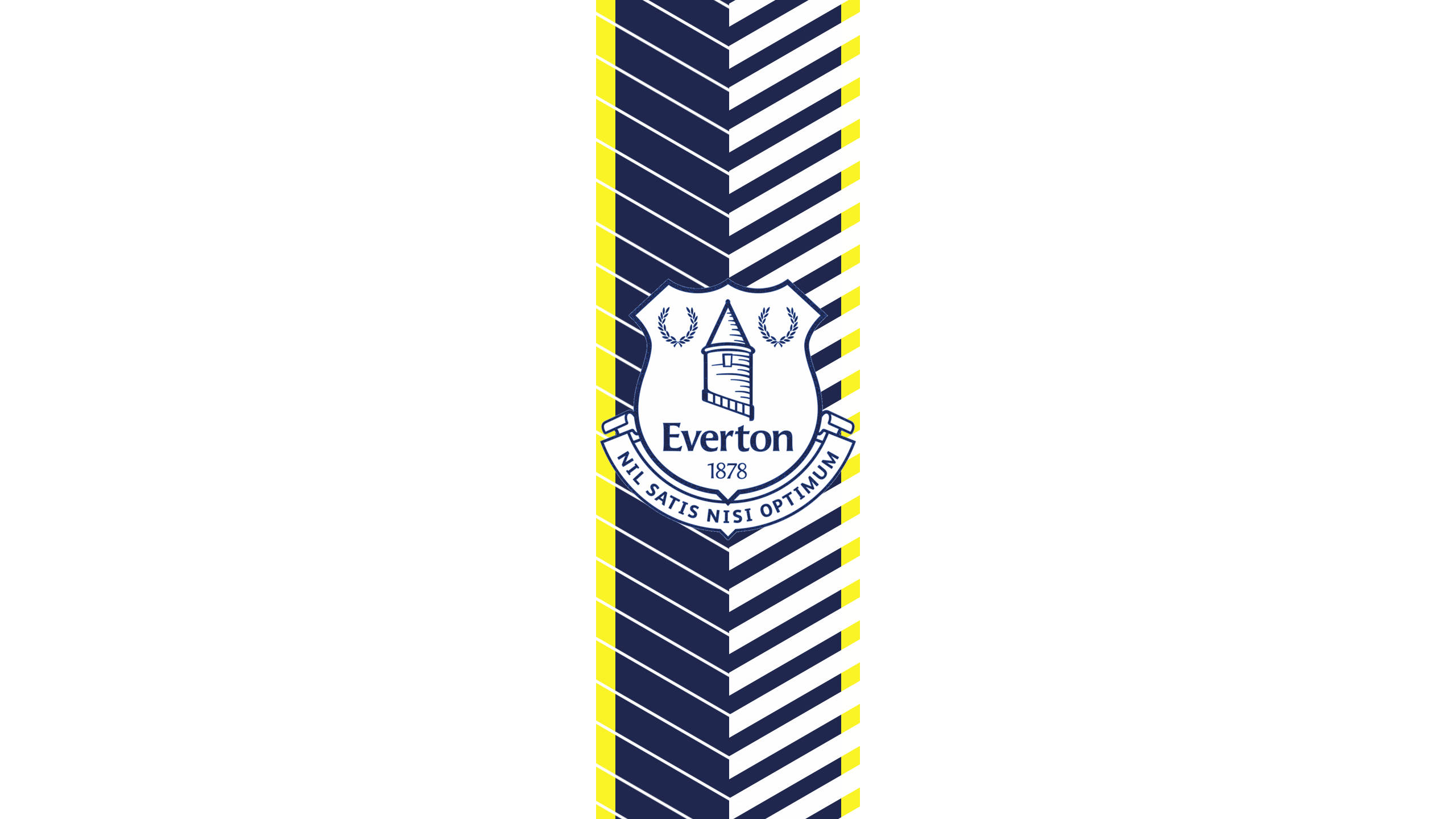 Everton 桌布 壁紙 — 埃弗頓足球俱樂部徽章置於大膽的海軍藍、黃色和白色斜紋壁紙設計中央。