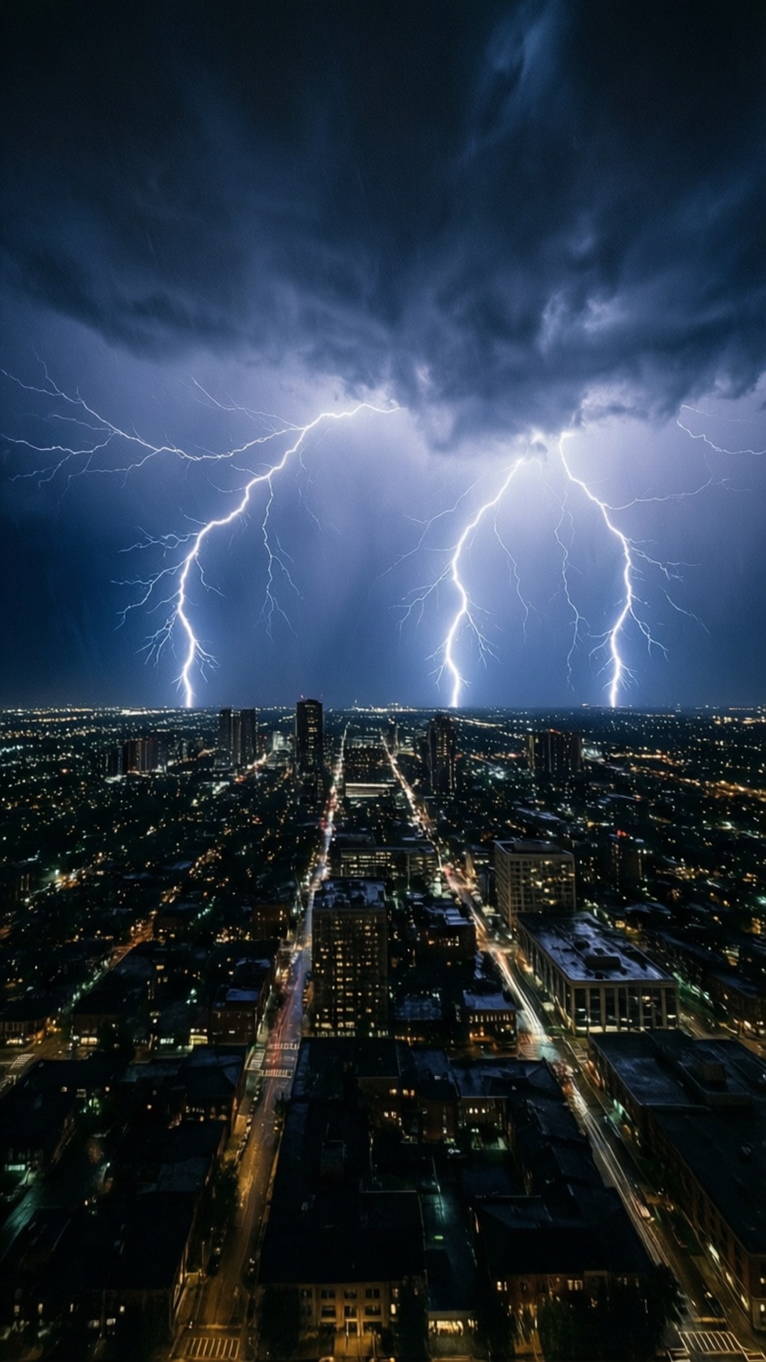 城市上空的暴風雨 壁紙
