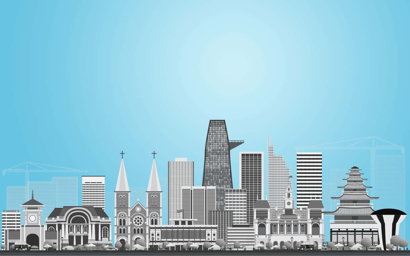城市天際線與建築群 壁紙