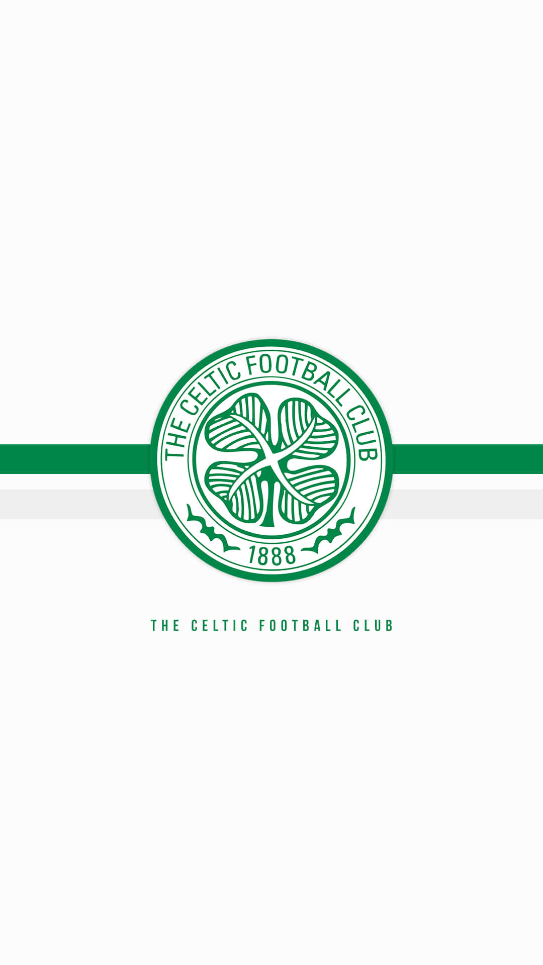 Celtic 桌布 壁紙 — 塞爾提克足球俱樂部標誌，綠色和白色，水平條紋中央有四葉草徽章。