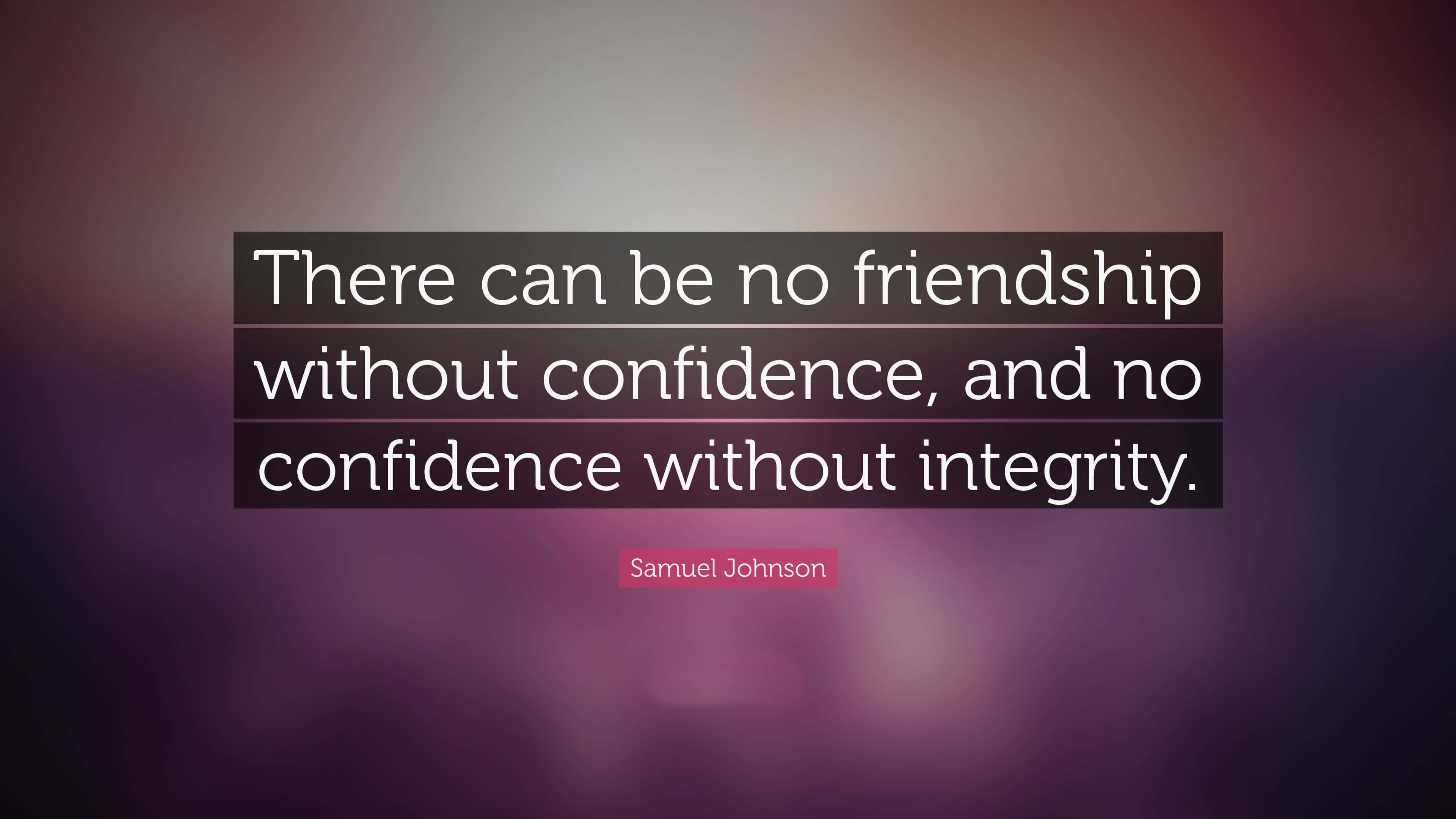 confidence 桌布 壁紙 — 塞繆爾·約翰遜的一句名言，背景為柔和漸變紫色，白色文字。