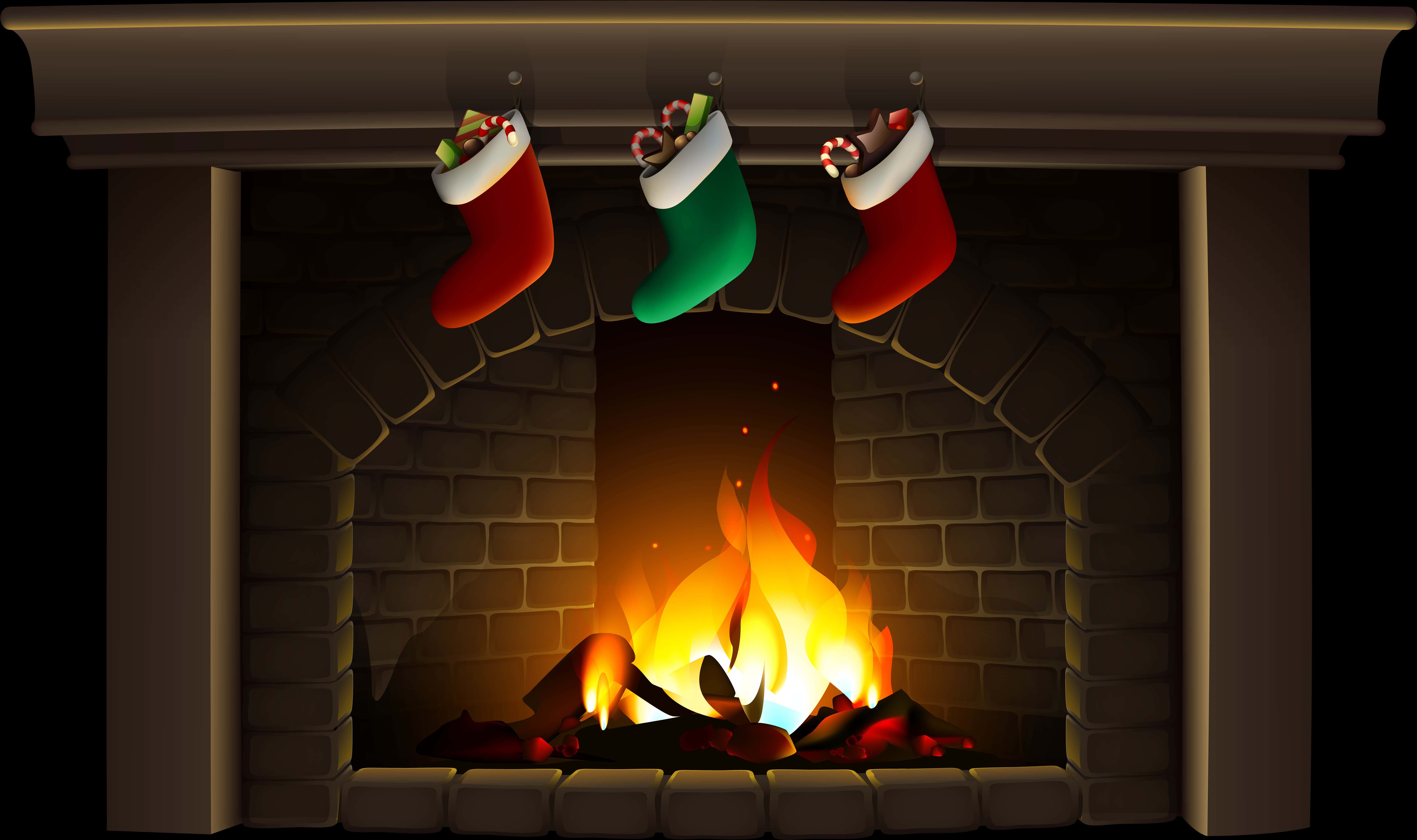 壁爐旁的聖誕襪 壁紙