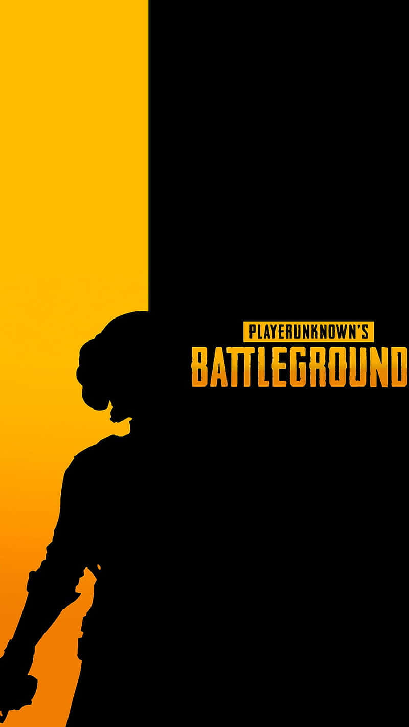Playerunknown's Battlegrounds 桌布 壁紙 — 士兵手持武器，背景為大膽的黃黑分割背景，帶有遊戲標題文字。