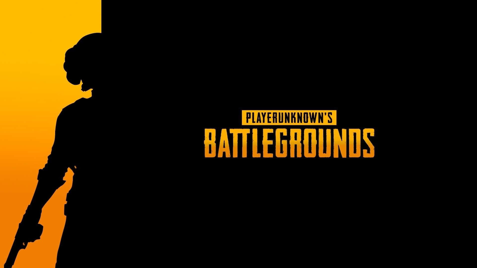 Silhouette 桌布 壁紙 — 士兵持步槍的剪影，背景為橙色漸變，遊戲標題「PLAYERUNKNOWN'S BATTLEGROUNDS」以粗體黃色文字顯示。