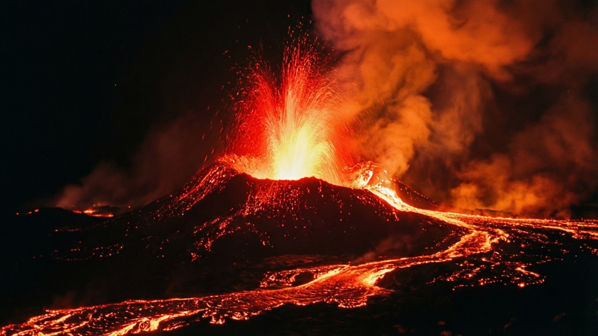 壯觀火山噴發 壁紙