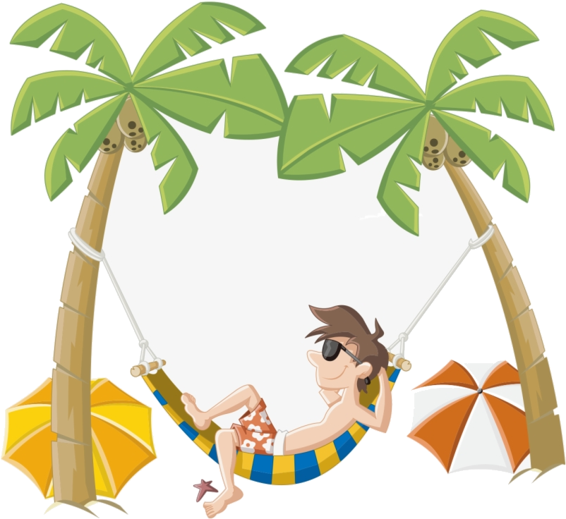 夏日放鬆海灘吊床向量 壁紙
