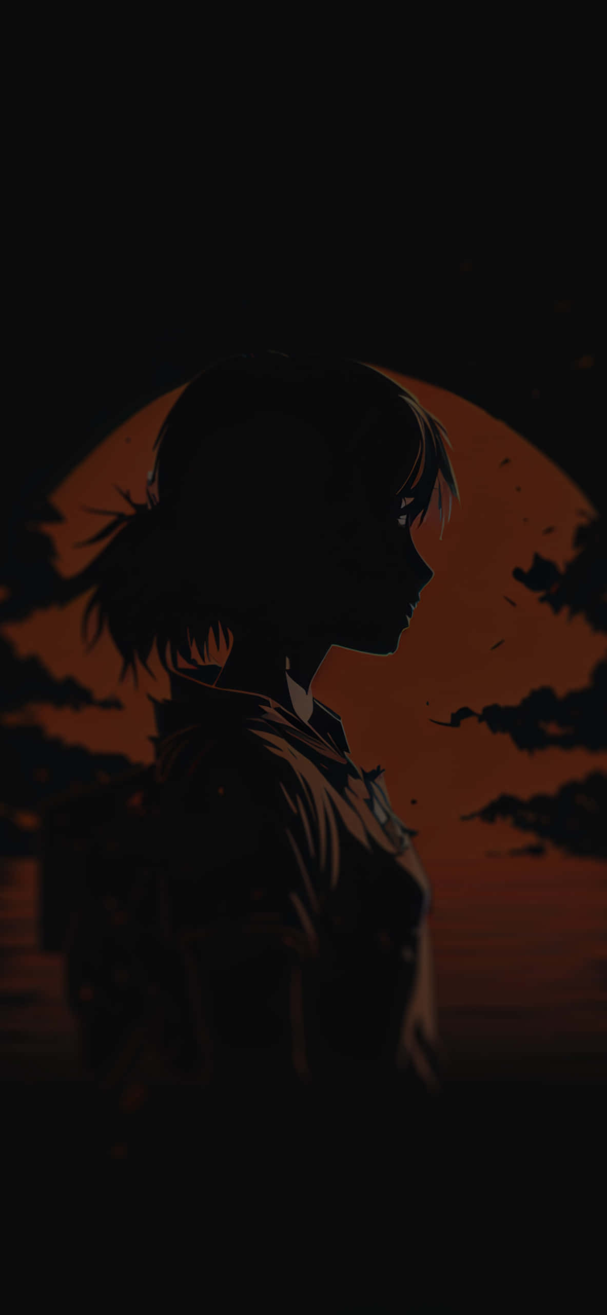夕陽前的女性剪影 壁紙