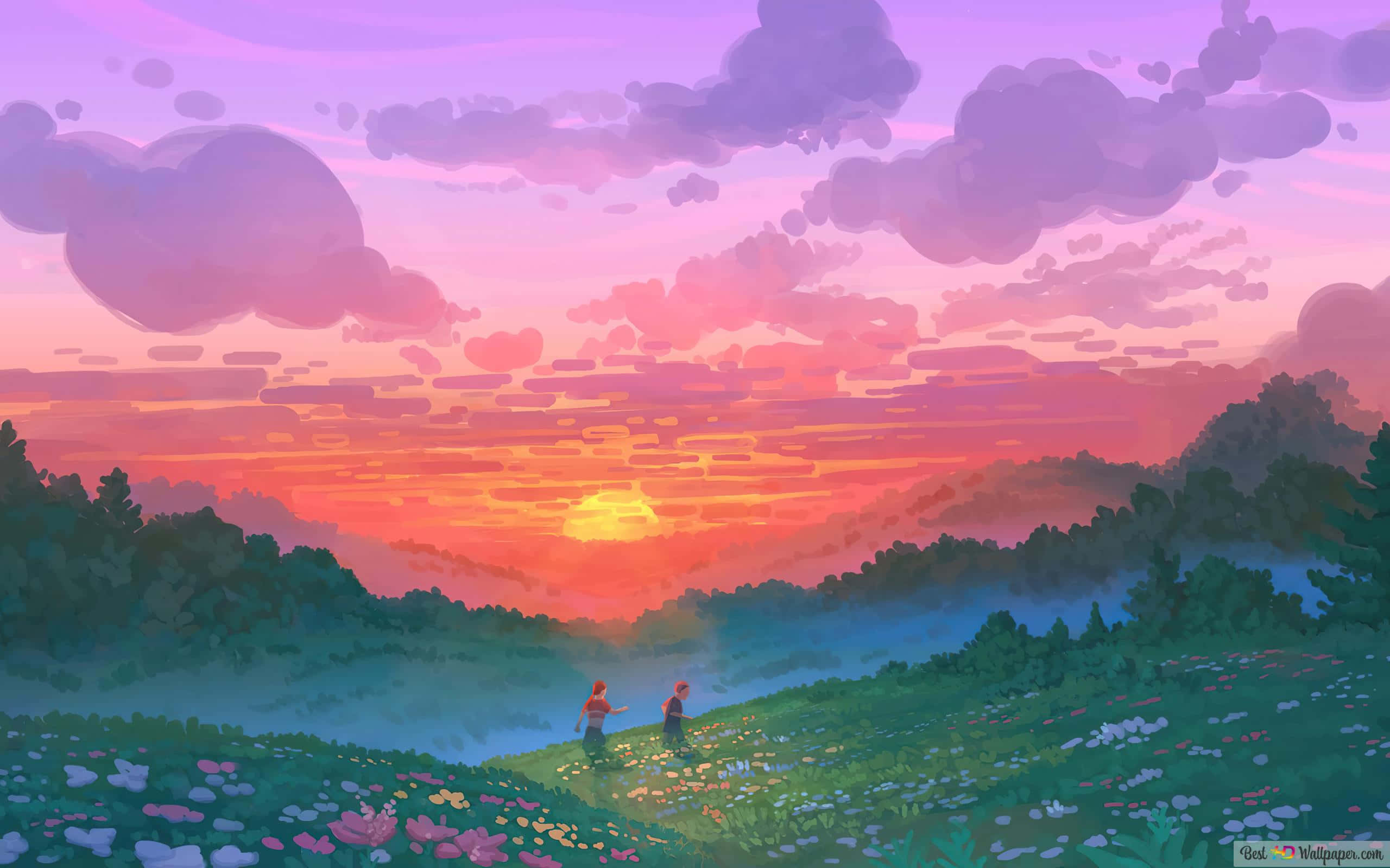 夕陽天空背景 壁紙