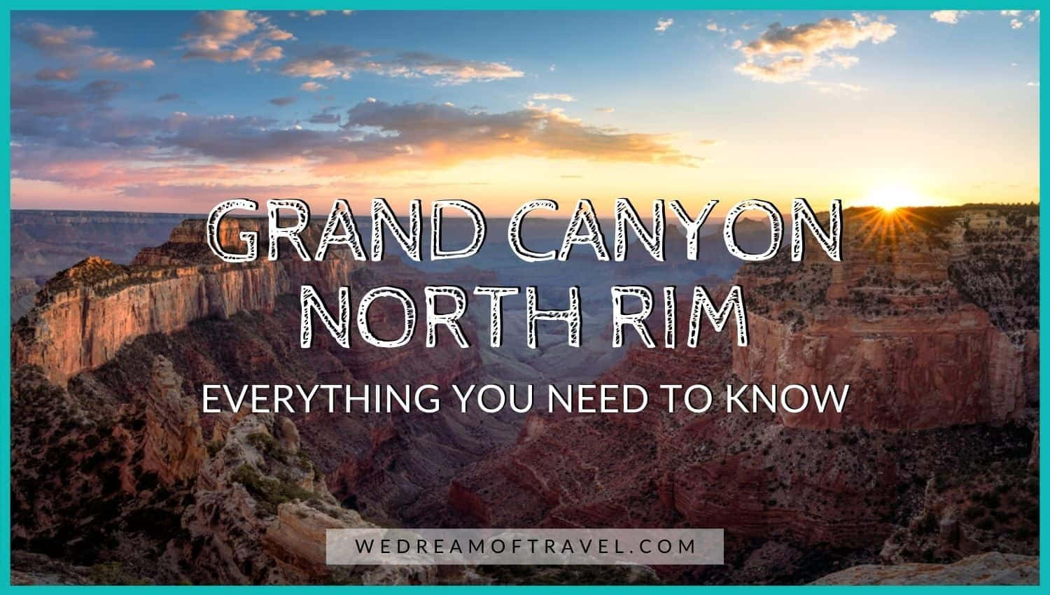 grand canyon 桌布 壁紙 — 夕陽將大峽谷北緣染上溫暖色調，文字疊加層宣佈旅遊提示。