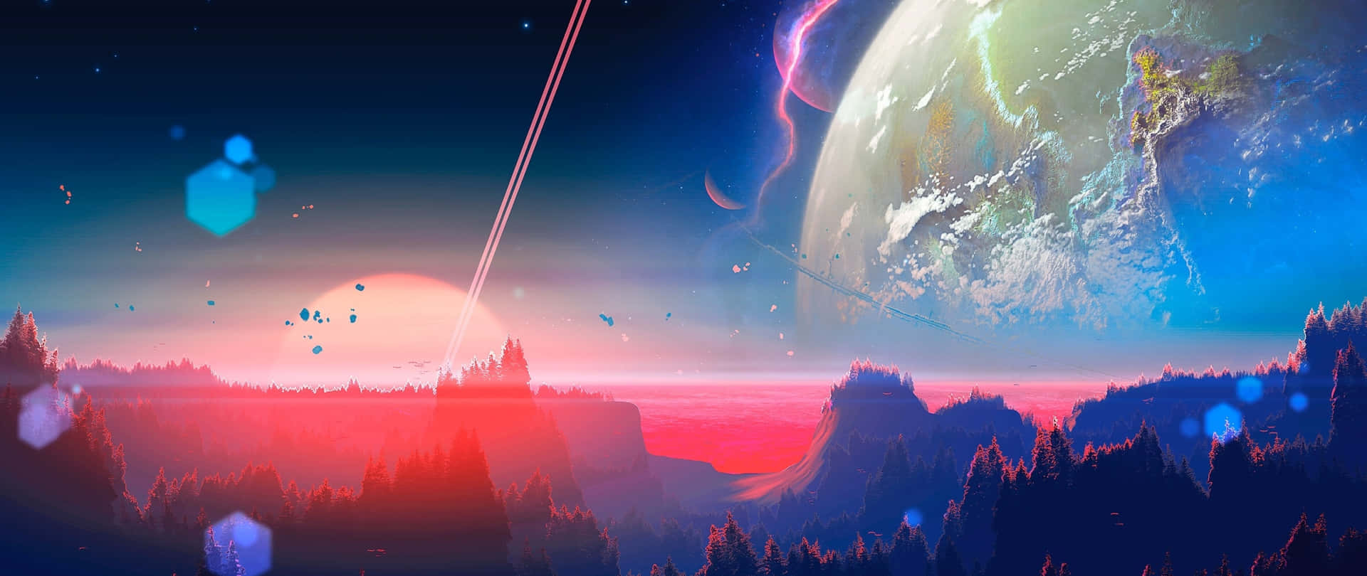 外太空美學藝術 2560x1080 壁紙