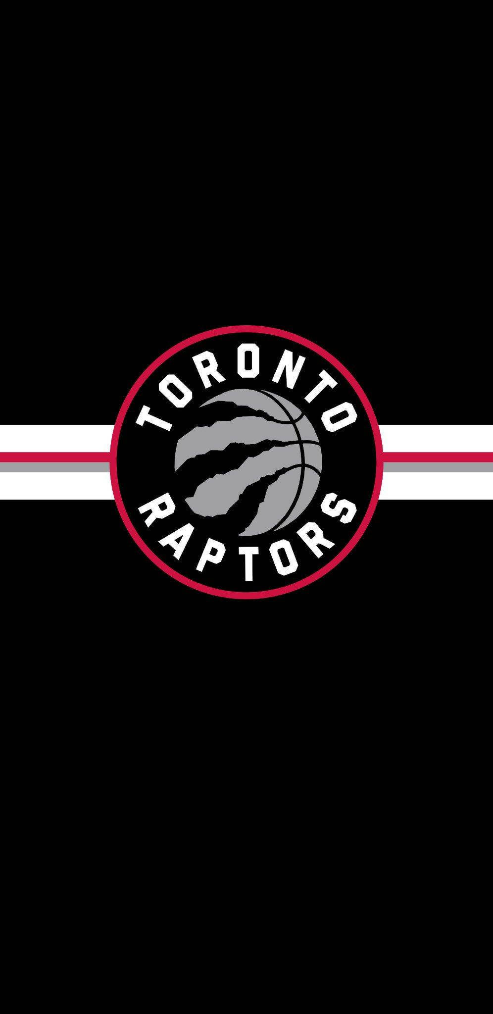 Raptors 桌布 壁紙 — 多倫多暴龍隊標誌居中，黑色背景上有紅色、白色和灰色條紋。