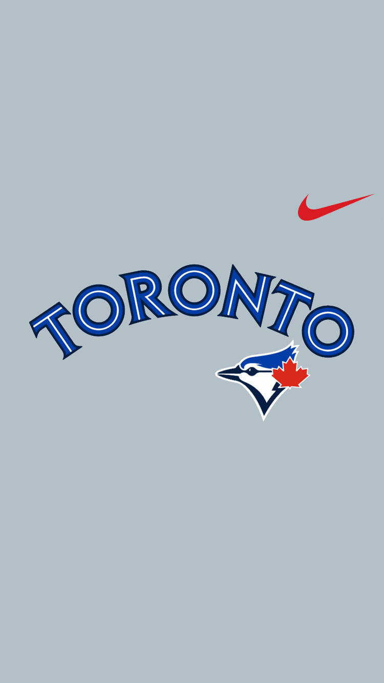 Jays 桌布 壁紙 — 多倫多藍鳥隊標誌，帶有紅色Nike勾，淺灰色背景。