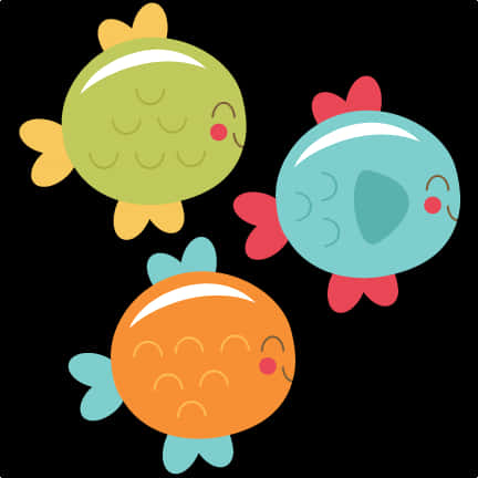多彩卡通魚插圖 壁紙