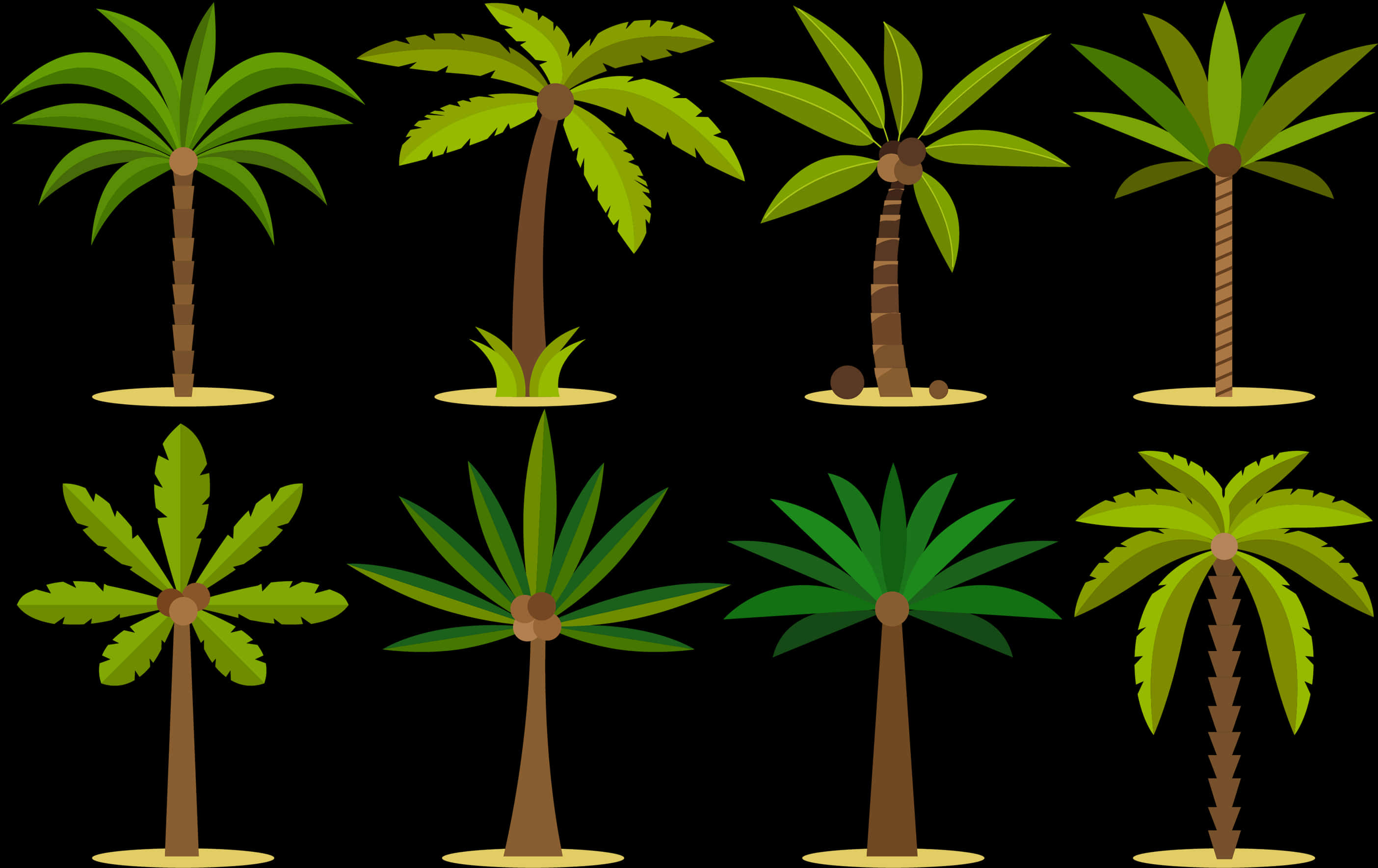 多種卡通棕櫚樹 壁紙
