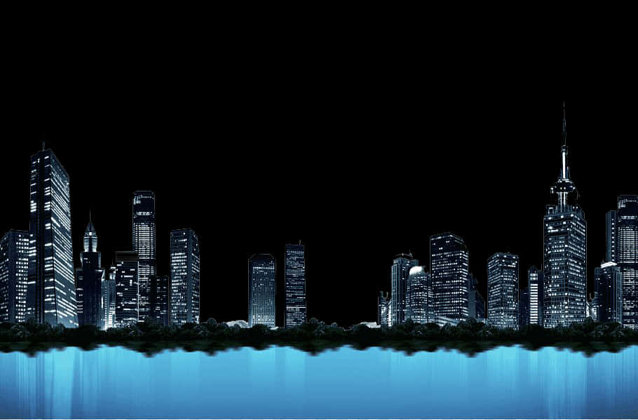 夜景城市天際線倒影 壁紙