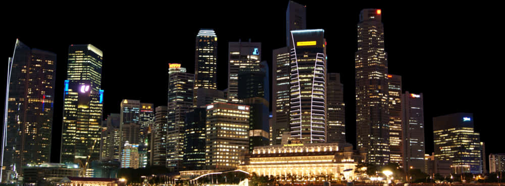夜景城市天際線全景 — 城市 壁紙