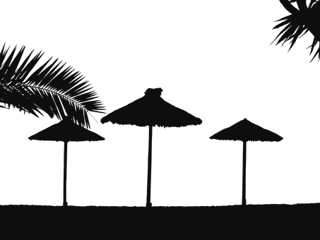 夜間剪影海灘傘 壁紙