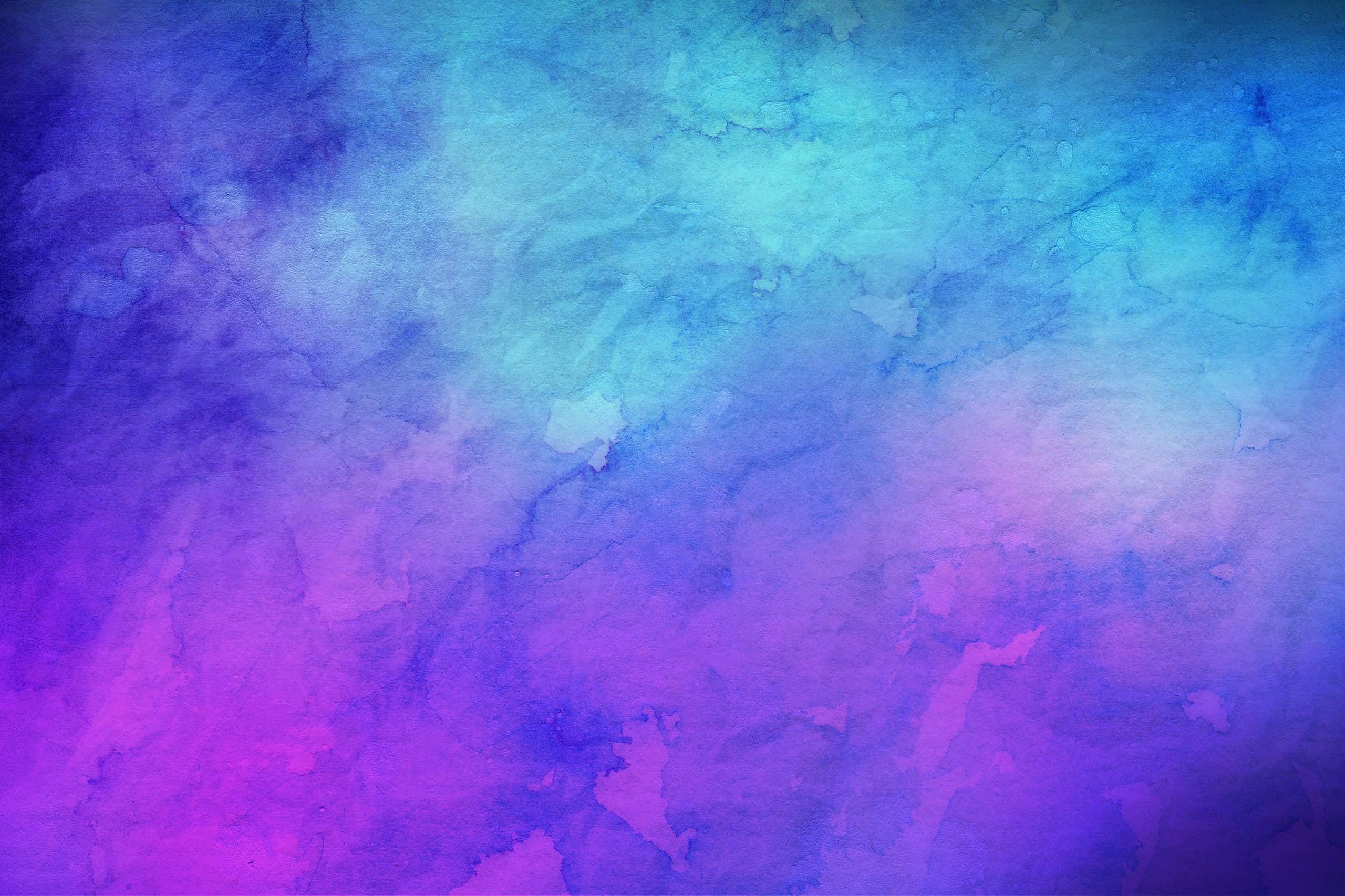 Blue Watercolor 桌布 壁紙 — 夢幻水彩漸變，將電光藍綠松石與深洋紅色和紫羅蘭色以柔和流暢的筆觸融合。