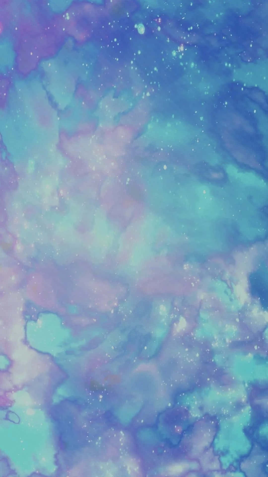 Pastel Galaxy 桌布 壁紙 — 夢幻的宇宙星雲以柔和的藍色、紫色和青色漩渦，點綴著閃爍的星星。