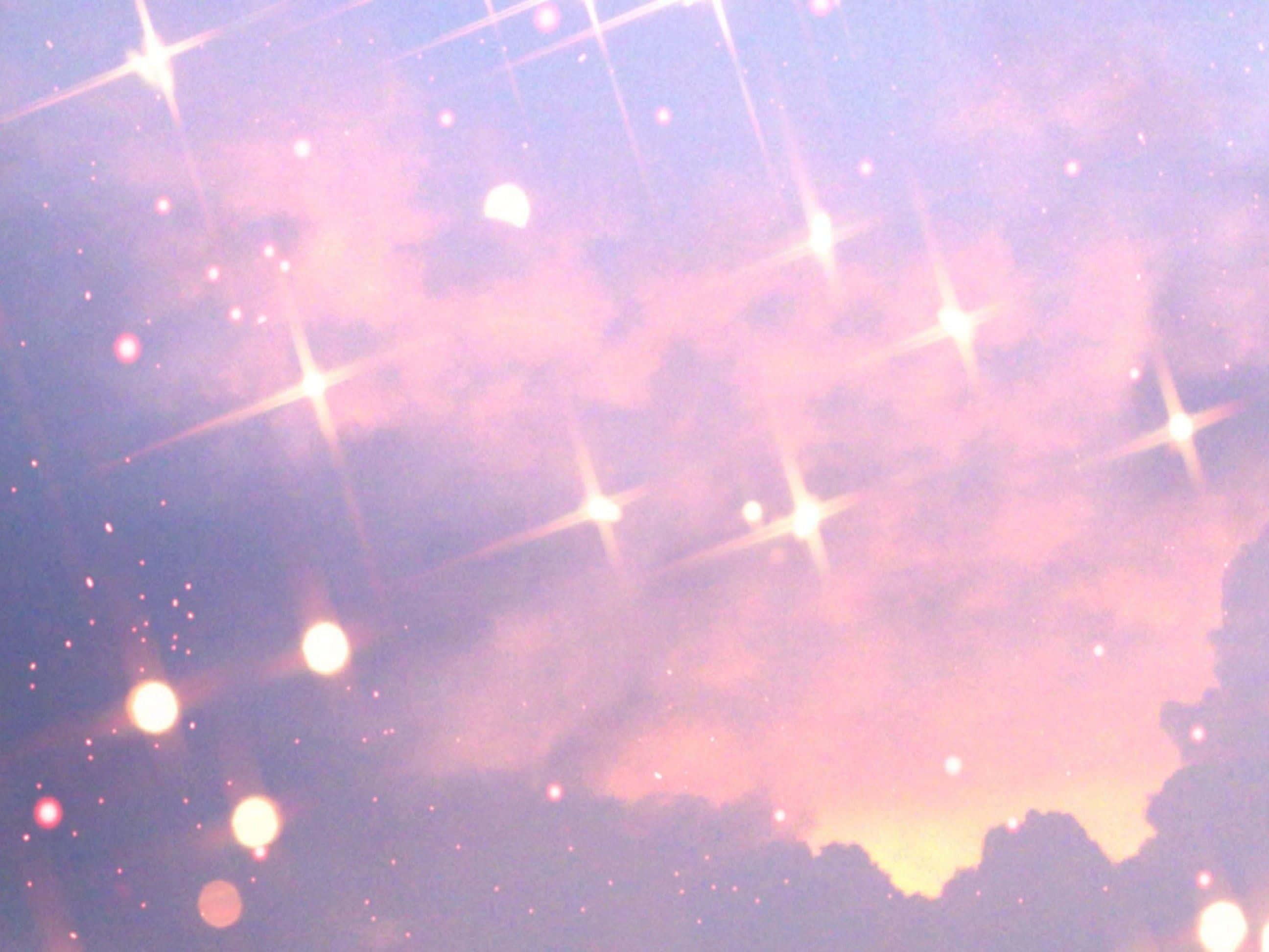 Stars 桌布 壁紙 — 夢幻的暮色天空，有柔和的粉紅色和紫色雲朵，閃爍著星光光芒。