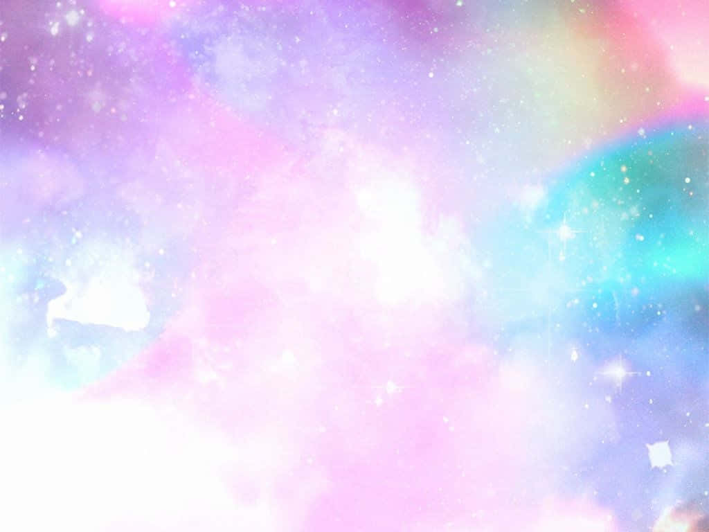 pastel 桌布 壁紙 — 夢幻的粉彩星系，帶有柔和的粉紅色、藍色和藍綠色星雲，散發著閃爍的星星。