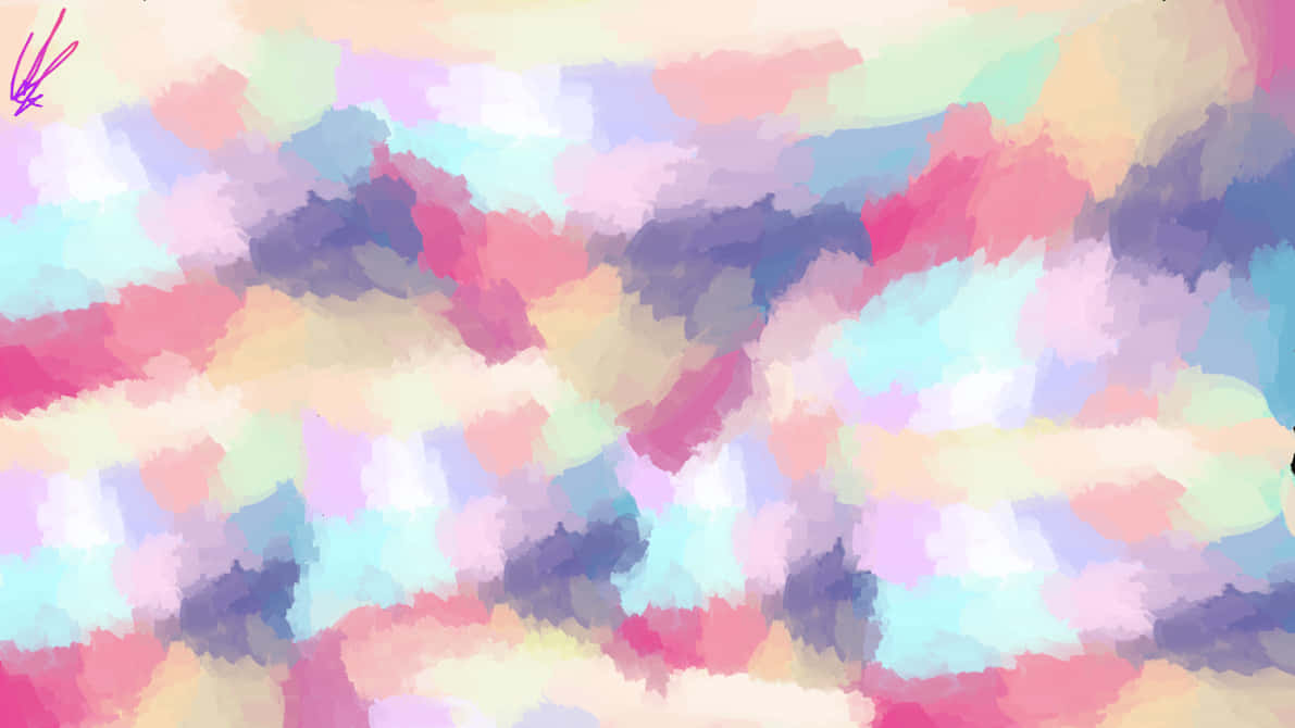 pastel 桌布 壁紙 — 夢幻般的抽象水彩洗滌，粉紅、紫、藍、黃色柔和地融合在畫布上。