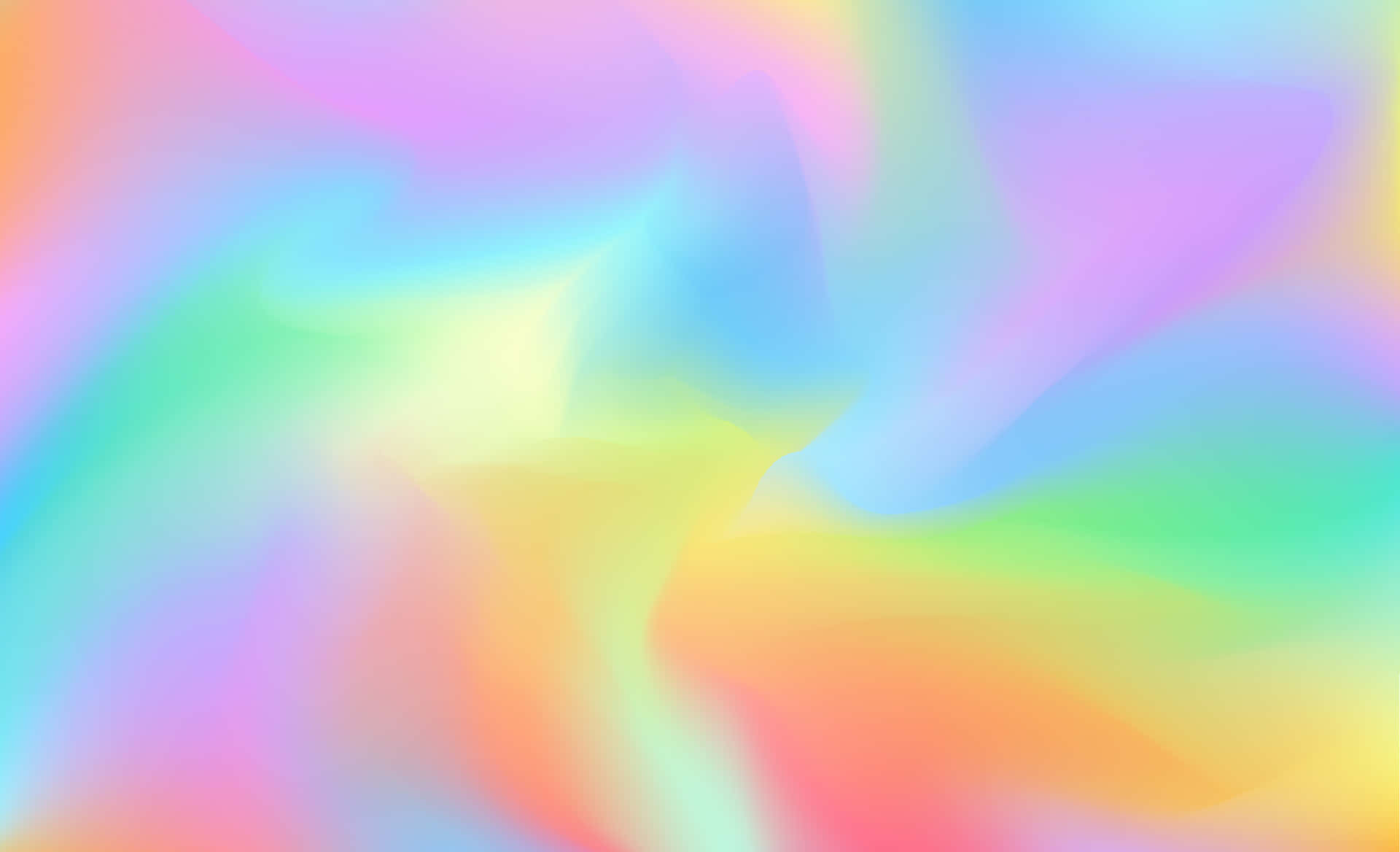 Rainbow Gradient 桌布 壁紙 — 夢幻般的抽象漩渦，柔和的粉彩彩虹色調互相融合。
