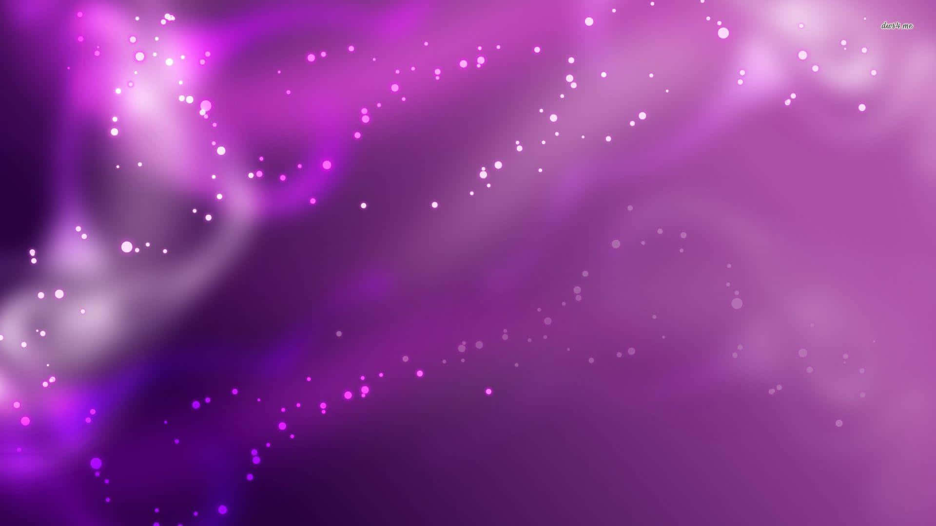 Purple Abstract 桌布 壁紙 — 夢幻般的紫色漸變，發光的白色粒子在柔和的宇宙背景中飄動。