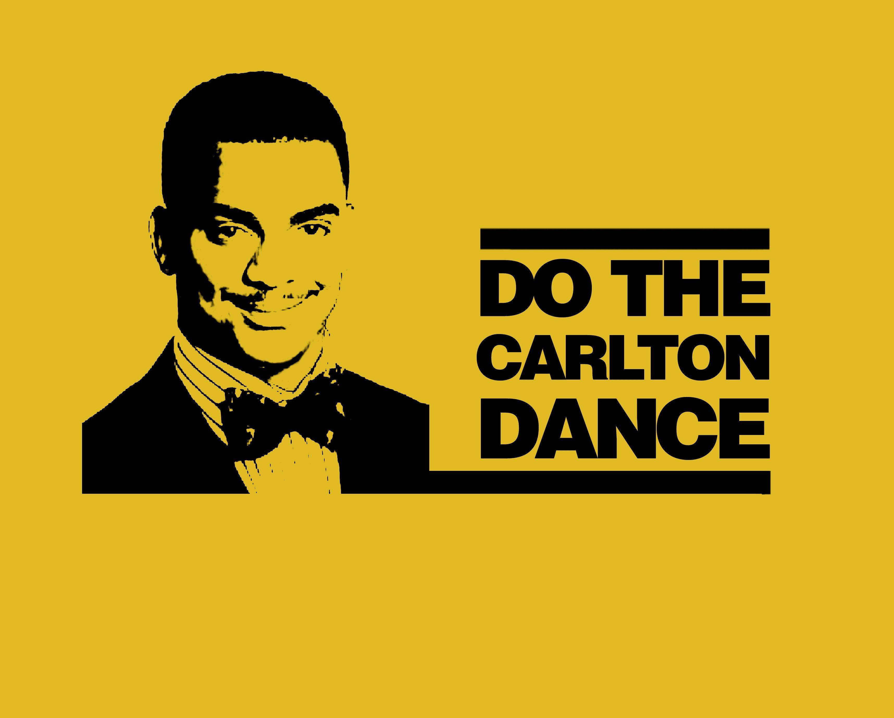 carlton dance 桌布 壁紙 — 大膽圖像：一名微笑男士戴著蝴蝶結，背景為黃色，並有黑色文字「DO THE CARLTON DANCE」。